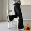 Jeans de Mezclilla de Invierno para Niñas 2026 Nuevo Estilo Chica Dulce Estilo Coreano Niños Medianos y Grandes Jeans de Campana Ajustados Engrosados con Forro Polar Modernos