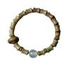 Pulsera de Sándalo Verde de Artesanía Fina Círculo Único 8mm Cuentas Nudo de Bambú Pulsera Anillo Corredizo Cuentas de Juego Cultural Joyería de Mano Unisex Sándalo