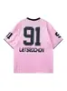 Jersey Retro Americano con Cuello en V para Hombre y Mujer, Camiseta de Verano Holgada de Manga Corta, Top Deportivo Transpirable de Media Manga de Moda para Pareja