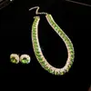 Set de Joyería de Alta Gama Estilo Palacio Francés Pendientes Redondos Florales de Gota de Agua con Incrustaciones de Diamantes Vintage de Segunda Mano