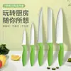 Comercio Exterior Transfronterizo Más Vendido Set de 5 Cuchillos de Cocina, Cuchillos de Cocina para el Hogar con Mango de Plástico en Forma de Siete, Cuchillo Multifuncional