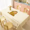 Toalha de Mesa Desenho Animado, Sem Lavagem, Impermeável, À Prova de Óleo, Resistente ao Calor, Estilo Dopamina Creme, Toalha de Mesa Retangular, Protetor de Mesa, Chá
