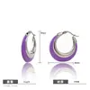 Brincos Esmaltados Coloridos Estilo Doce JUSTOP Cor de Aço Estilo Ins para o Dia a Dia Brincos Simples com Fecho Colorido Argolas de Orelha Esmaltadas Coloridas Femininas