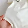 Macacão Curto Bebê Estilo Coreano de Verão com Gola Lenço Laço Macacão Doce para Menina Bebê