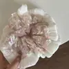 Pañuelo Cuadrado de Satén Beige de Alta Gama para Atar el Cabello con un Patrón de Estrellas, Elegante Banda Cuadrada para el Cabello para Cola de Caballo Baja