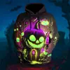 Moletom com Capuz Novo Estampado com Padrão de Abóbora de Halloween 3D Europeu e Americano, com Cordão para Homens