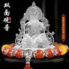 Nuevo Adorno de Coche con Vidrio para Consola Central Guanyin Interior del Coche Escritorio Frontal Perfume Bodhisattva Guanyin de Doble Cara Decoración de Instalación Segura