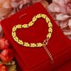 Pulsera de Oro Aluvial para Mujer, Lujo Accesible, Pulsera de Corazón de Alta Gama, Pulsera de Trébol de Cuatro Hojas, Pulsera con Palabra de Bendición, Adorno Exquisito para Niñas