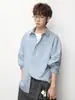 Camisa a Cuadros de Color Contrastante de Manga Larga para Hombre, Estilo Primavera, Cuadros Pequeños Holgada Casual, Top Estilo Miu, Chaqueta Q