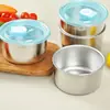 Contenedor de almacenamiento de alimentos de acero inoxidable con tapa, frasco sellado, tazón redondo para alimentos, caja de almacenamiento, organizador de refrigerador conveniente, lonchera