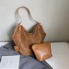Bolso de Mano Retro Escarchado de Gran Capacidad, Bolso Cubo Moderno y Sencillo, Bolso de Hombro de Alta Gama para Viajes Diarios de Mujer, Comercio Exterior Transfronterizo