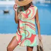 Vestido caliente transfronterizo impresión digital 3D cuello en V Zhongqun bajo pedido estilo europeo y americano falda de playa para mujer