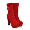 34-43 Otoño/Invierno Botas de Martens para Mujer de Ante con Tacón Ultra Alto, Punta Redonda, Suela de Goma, Plataforma Impermeable, Cremallera Lateral, Tacón Grueso Botas para Mujer