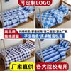 Juego de Tres Piezas para Dormitorio de Estudiantes Algodón Puro Cuadros Azules y Blancos Cama Sábanas Funda de Edredón Unidad Escuela Entrenamiento Militar Funda de Edredón Azul Juego de Tres Piezas