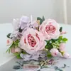 Flores Artificiales, Flores de Seda, Hortensias Estilo Bosque, Peonías, Flores Falsas, Flores de Plástico, Ramo de Novia, Arreglos Florales para Pasillo, Mayoreo