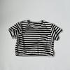 GL-kids Estilo Coreano Verano Nueva Llegada Camiseta de Manga Corta con Bolsillo de Parche a Rayas para Niños y Niñas, Lavada, Agradable a la Piel