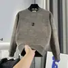 Moletom de fleece tie-dye lavado com gola redonda para outono e inverno para homens, com design de ombro em patchwork, corte solto, fleece de raposa prateada de peso pesado, blusa de puxar quente