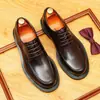 Zapatos Casuales de Cuero Genuino Ligeros de Moda para Hombre Versátiles Punta Redonda Formales de Negocios Talla Grande Estilo Británico de Negocios