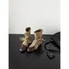 Primer Encuentro Ji Retro Punta Redonda Patchwork Lazo Tacón Oculto Botas Vaqueras Mujer Otoño Estilo Coreano Adelgazantes Botines