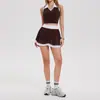 Conjunto de Ropa Deportiva Transfronteriza de Manga Corta para Mujer con Cuello en V, Sin Mangas, para Fitness, con Hermoso Diseño en la Espalda, Almohadillas para el Pecho Extraíbles, Alta Elasticidad, Transpirable, Conjunto de Ropa para Tenis