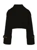 Directo de fábrica, gabardina corta para mujer con botones ajustables en las mangas y solapa, chaqueta exterior para mujer