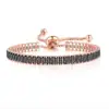 Pulsera de Tenis con Diamantes Negros de Zirconia Completos Hip-Hop Transfronteriza para Hombres y Mujeres, Pulseras Redondas y Rectangulares, Venta al por Mayor Caliente Transfronteriza