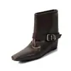 Botines cortos de moda estilo británico de 4 cm, nuevos para otoño e invierno 2026, puntera cuadrada, tacón grueso, slip-on, botines Chelsea para mujer