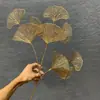 Flor Artificial Dourada Folha de Ginkgo Folha de Eucalipto Artificial Flor Artificial Vagem de Lótus Fruta Vermelha Folha de Palmeira Persa Folha de Leque Lote de Flores Decorativas