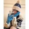 Gorro de Punto Cálido Estilo Fair Isle con Orejeras para Mujer, Gorro Grueso Tipo Lei Feng para Invierno al Aire Libre, Gorro de Punto que Adelgaza la Cara, Moderno