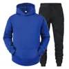 Sudadera unisex para pareja europea y americana 2023, color liso, conjunto de sudadera con capucha de forro polar para otoño e invierno