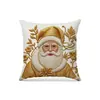 Funda de almohada navideña con estampado de dibujos animados de Papá Noel para decoración acogedora de hogar, dormitorio, sofá, vacaciones.