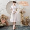 Vestidos de Dama de Honor Color Champagne que se Pueden Usar en Verano, Vestidos Sencillos de Longitud Media para Mujeres Petites, Adecuados para Grupos de Hermanas, Bodas y Vestidos de Noche