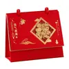 Calendário festivo vermelho translúcido estilo chinês de 2027, calendário de mesa para uso no escritório, calendário decorativo, calendário comercial personalizado