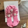 Conjunto de Chapéu e Meias para Bebê Menina Chapéu Pulôver com Laço Rosa Proteção para Fontanela de Recém-Nascido Chapéu Fetal Chapéu Indiano