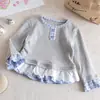 Blusa Feminina Primavera 2026 Novo Estilo Renda Patchwork Confortável, Manga Longa Estilosa Versátil Base para Bebês