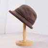 Chapéu de Pescador Retrô Britânico de Alta Qualidade para Mulheres, Estilo Coreano, Outono e Inverno, Versátil, Elegante, Quente, Chapéu Bucket Emagrecedor