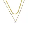 Moda Europea y Americana Diseño de Nicho Acero Titanio Metal Incrustado de Diamantes Cadena de Doble Capa Joyería Cadena para Clavícula Elegante Versátil Collar para Mujeres