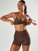 2026 Nuevo Conjunto de Yoga Sin Costuras de Lunares Europeo y Americano con Almohadillas en el Pecho, Cuello Halter, Espalda Hermosa, Shorts Levanta Glúteos, Conjunto de Dos Piezas para Fitness