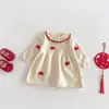 Atuendo de Año Nuevo de Moda para Niñas Invierno 2025 Bebé Vestido de Punto 3D de Hongo para Primer Cumpleaños y Cien Días Suéter