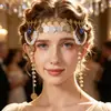 Accesorios para el cabello de estilo étnico de moda transfronterizos, múltiples monedas antiguas, borla larga de gota de agua, cadena para la frente, cadena para el cabello con sentido de diseño