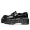 Mocasines de Cuero Blanco Transfronterizos, Zapatos de Moda para Mujer para el Trabajo, Zapatos de Cuero de Caña Baja Genuino, Suela de Plataforma, Estilo Británico, Suela Gruesa para Estudiantes