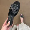 Sandalias de piscina Chuyuji estilo francés elegantes con pedrería de fuegos artificiales para mujer, sandalias versátiles de verano para exteriores con punta redonda y abierta
