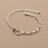 Ailoqi Anel de Dedo Pulseira de Corrente Assimétrica Prata S925 Estilo Coreano Fresco e Simples Pulseira Elegante Lote S4909