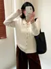 Cardigã de tricô com gola Peter Pan plus size para mulheres, coleção outono 2026, estilo suave e jovial, top curto, 25132