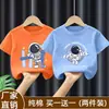 Camiseta de Verão de Algodão Puro de Manga Curta para Meninos 2026 Nova Estampa de Desenho Roupas Infantis Tops Finos para Bebês Meninos t