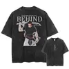 Camiseta Gráfica de Anime Japonês Streetwear Hip Hop Preto Lavado