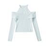 Ropa de primavera para mujer, estilo europeo y americano, de dos piezas con hombros descubiertos, top sexy ajustado de manga larga para chicas atractivas.