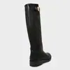 Botas Botas para Mujer Za2024 Otoño e Invierno Nuevas Negras Decoradas con Hebilla Punta Redonda Larga Tacón Grueso Botas de Pantalón Botas de Moda para Mujer