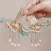 Peine de aleación esmaltado cloisonné estilo antiguo, traje estilo Tang, falda cara de caballo, maquillaje y peinado Hanfu, accesorios lujosos para el día a día, adorno para el cabello