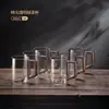 Taza de té exquisita de alta gama para oficina, de vidrio resistente al calor, taza de hospitalidad estilo chino para beber té negro y té verde, taza con forma de media luna para uso personal